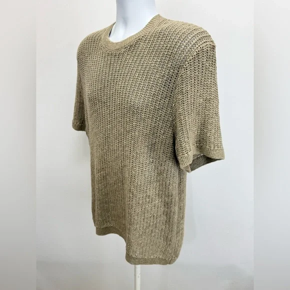 ABERCROMBIE & FITCH Men's taupe open knit crewneck sweater size M - Picture 5 of 14